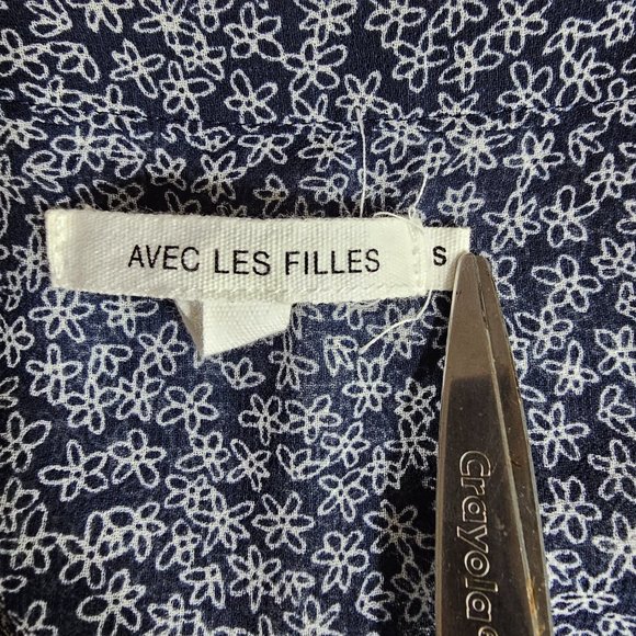 Avec Les Filles Sz S Microfloral Printed Pleated Shirt Flowy Shift Dress - Picture 11 of 16